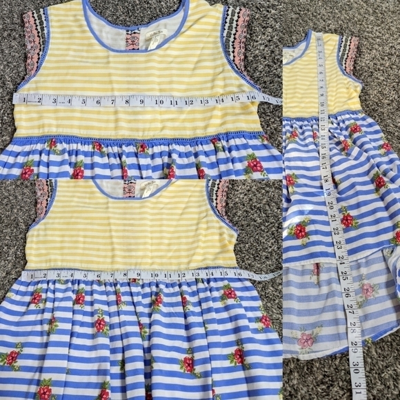 Matilda Jane yellow blue striped floral button back blouse S - Picture 8 of 8